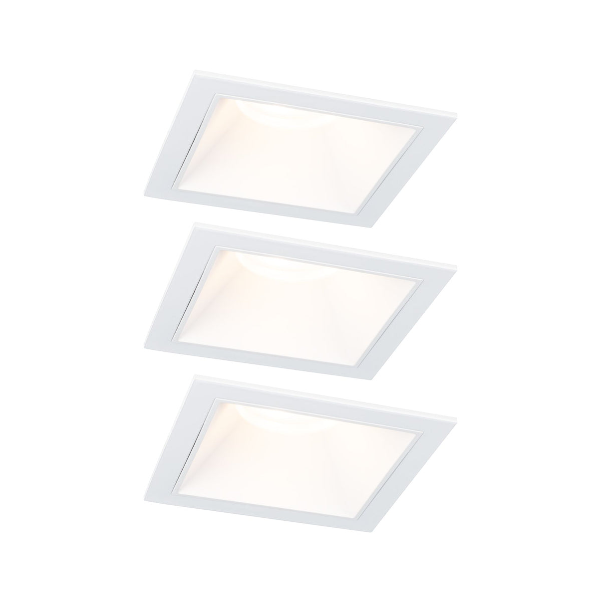 LED Einbauleuchte 3-Step-Dim Cole Coin 3er-Set IP44 eckig 88x88mm Coin 3x6W 3x470lm 230V dimmbar 2700K Weiss