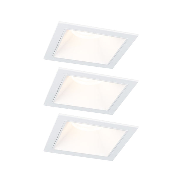 LED Einbauleuchte 3-Step-Dim Cole Coin 3er-Set IP44 eckig 88x88mm Coin 3x6W 3x470lm 230V dimmbar 2700K Weiss