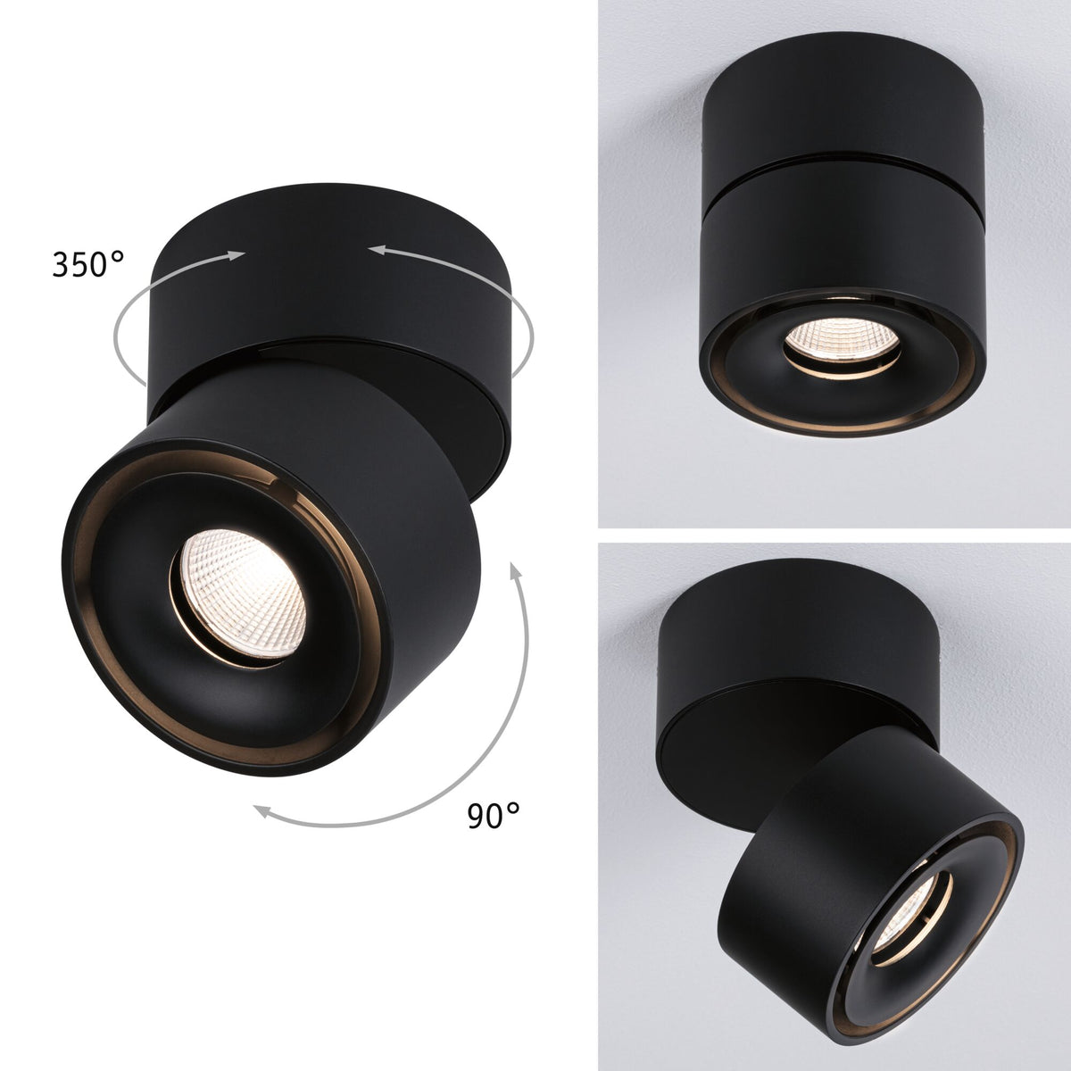 LED Deckenleuchte Spircle 78mm 8W 550lm 230V 3000K Schwarz matt