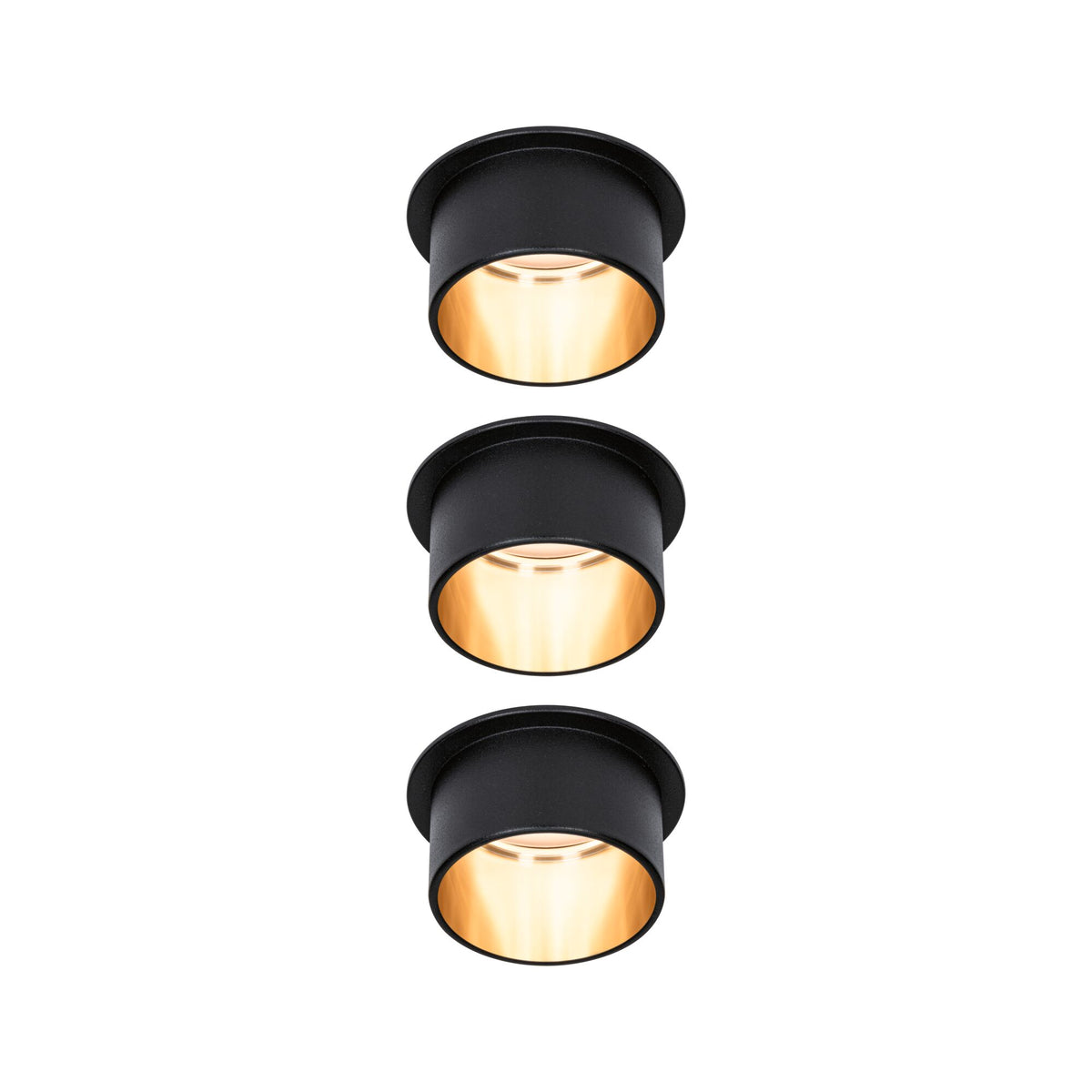 LED Einbauleuchte 3-Step-Dim Gil Coin Basisset IP44 rund 68mm Coin 3x6W 3x470lm 230V dimmbar 2700K Schwarz matt/Gold