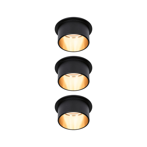 LED Einbauleuchte 3-Step-Dim Gil Coin Basisset IP44 rund 68mm Coin 3x6W 3x470lm 230V dimmbar 2700K Schwarz matt/Gold