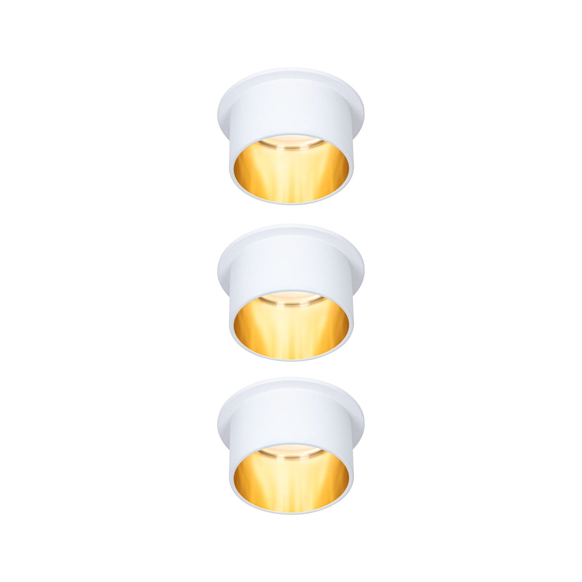 LED Einbauleuchte 3-Step-Dim Gil Coin Basisset IP44 rund 68mm Coin 3x6W 3x470lm 230V dimmbar 2700K Weiss matt/Gold