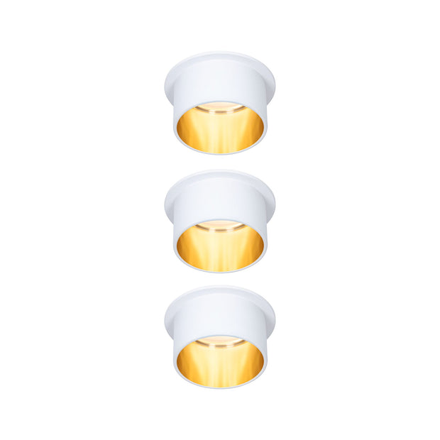 LED Einbauleuchte 3-Step-Dim Gil Coin Basisset IP44 rund 68mm Coin 3x6W 3x470lm 230V dimmbar 2700K Weiss matt/Gold