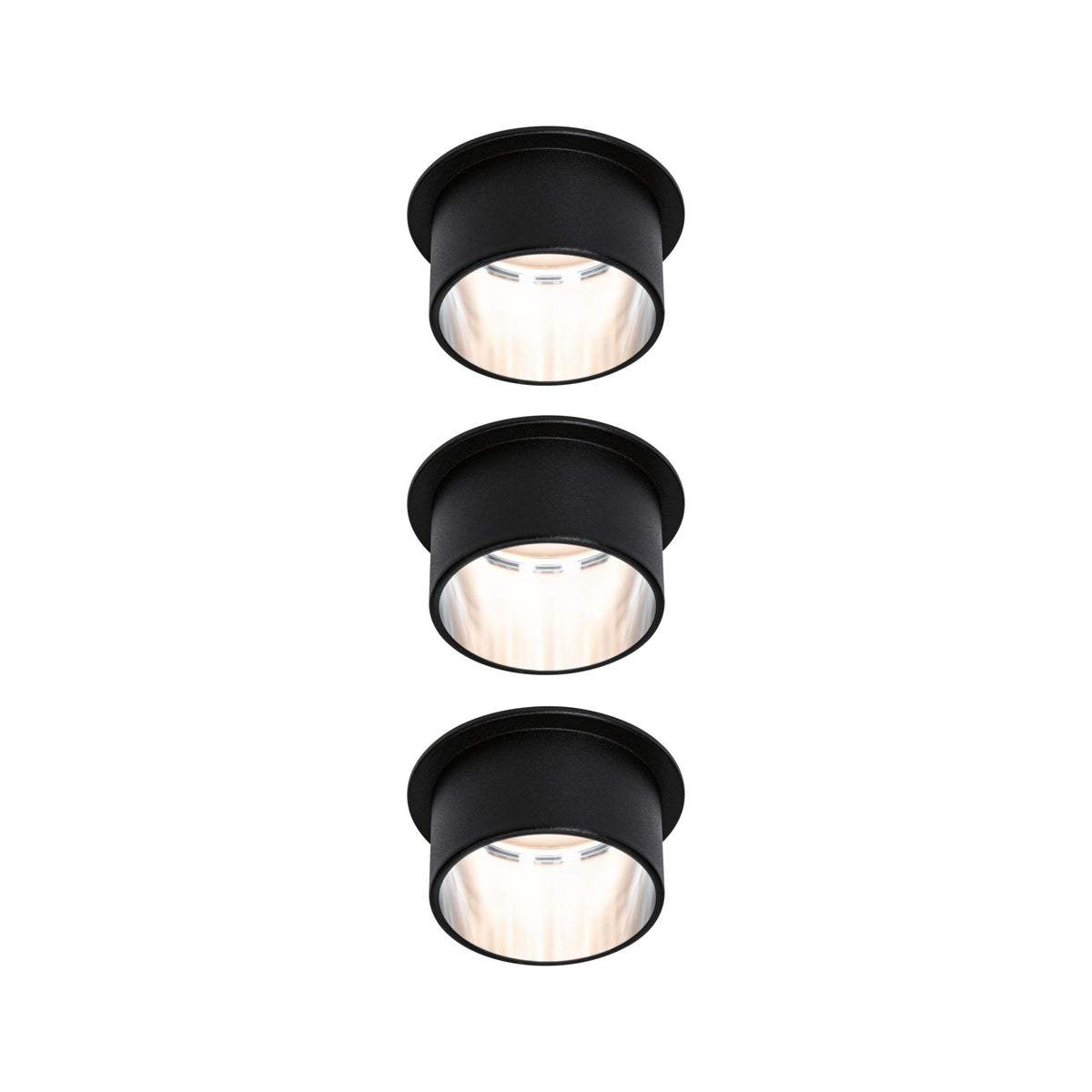 LED Einbauleuchte 3-Step-Dim Gil Coin Basisset IP44 rund 68mm Coin 3x6W 3x470lm 230V dimmbar 2700K Schwarz matt/Eisen gebuerstet