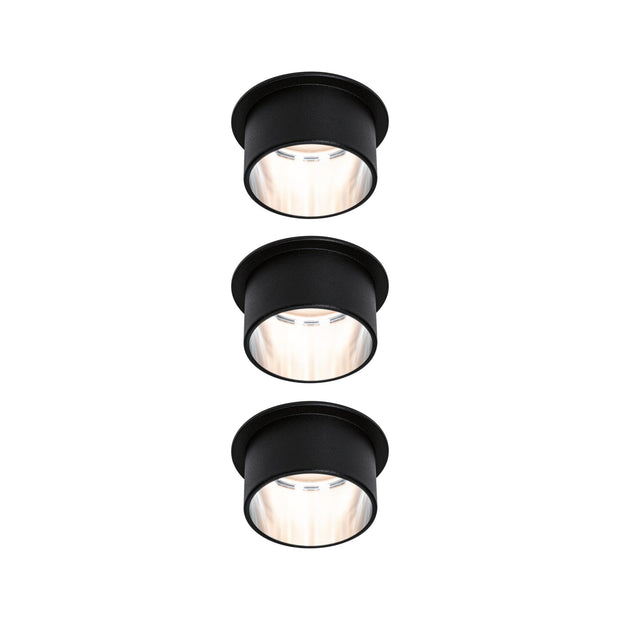 LED Einbauleuchte 3-Step-Dim Gil Coin Basisset IP44 rund 68mm Coin 3x6W 3x470lm 230V dimmbar 2700K Schwarz matt/Eisen gebuerstet