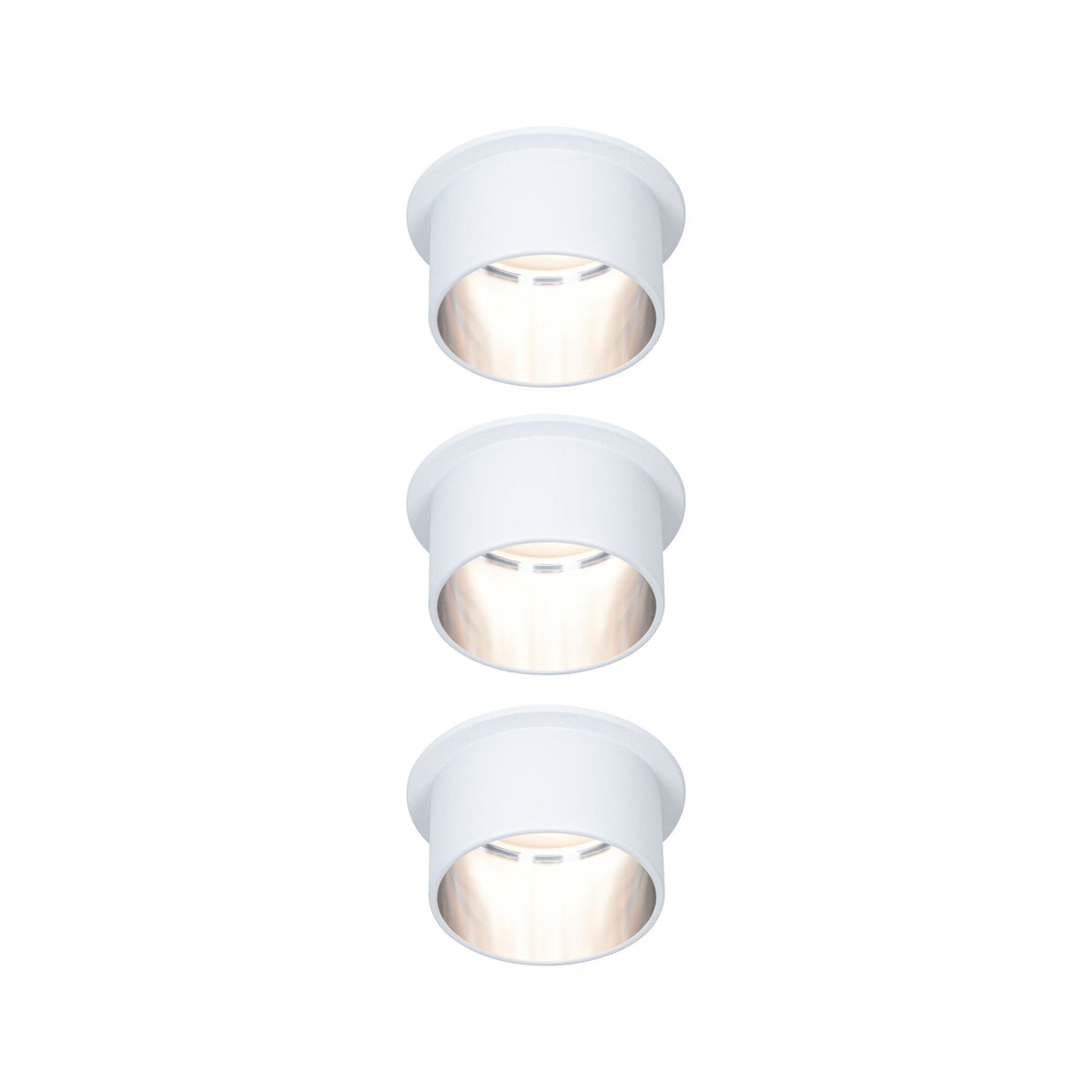 LED Einbauleuchte 3-Step-Dim Gil Coin Basisset IP44 rund 68mm Coin 3x6W 3x470lm 230V dimmbar 2700K Weiss matt/Eisen gebuerstet