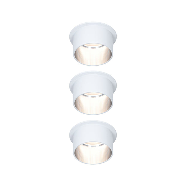 LED Einbauleuchte 3-Step-Dim Gil Coin Basisset IP44 rund 68mm Coin 3x6W 3x470lm 230V dimmbar 2700K Weiss matt/Eisen gebuerstet