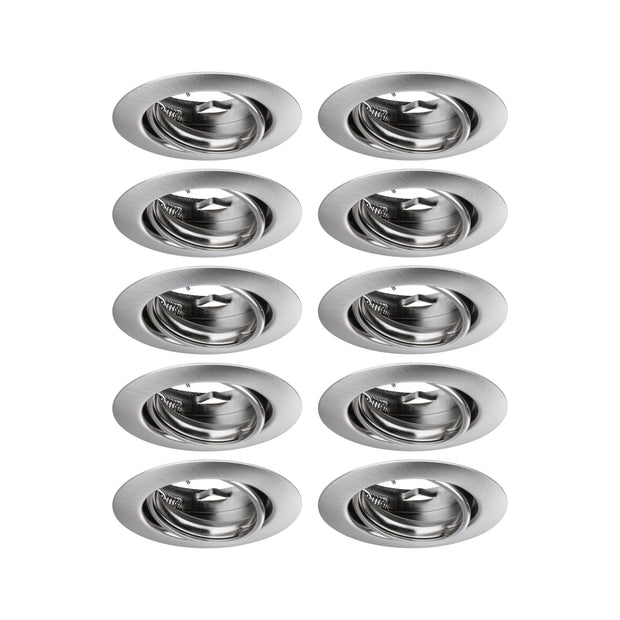 Einbauleuchte Base Basisset schwenkbar rund 90mm 20 Grad GU10 max. 10W 230V dimmbar Eisen gebuerstet