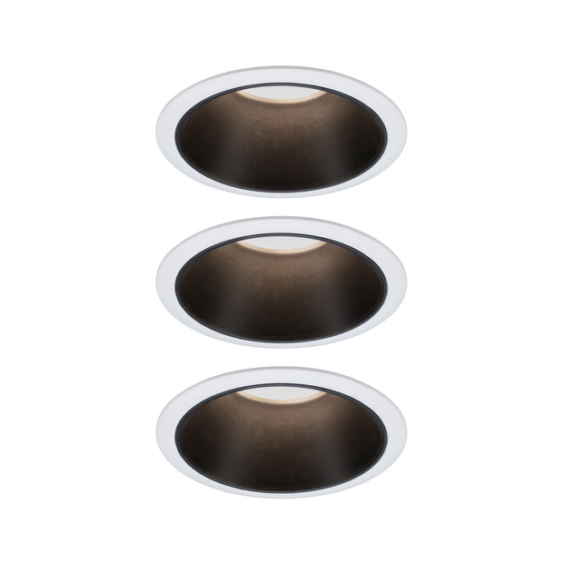 LED Einbauleuchte 3-Step-Dim Cole Coin 3er-Set IP44 rund 88mm Coin 3x6W 3x470lm 230V dimmbar 2700K Weiss/Schwarz matt
