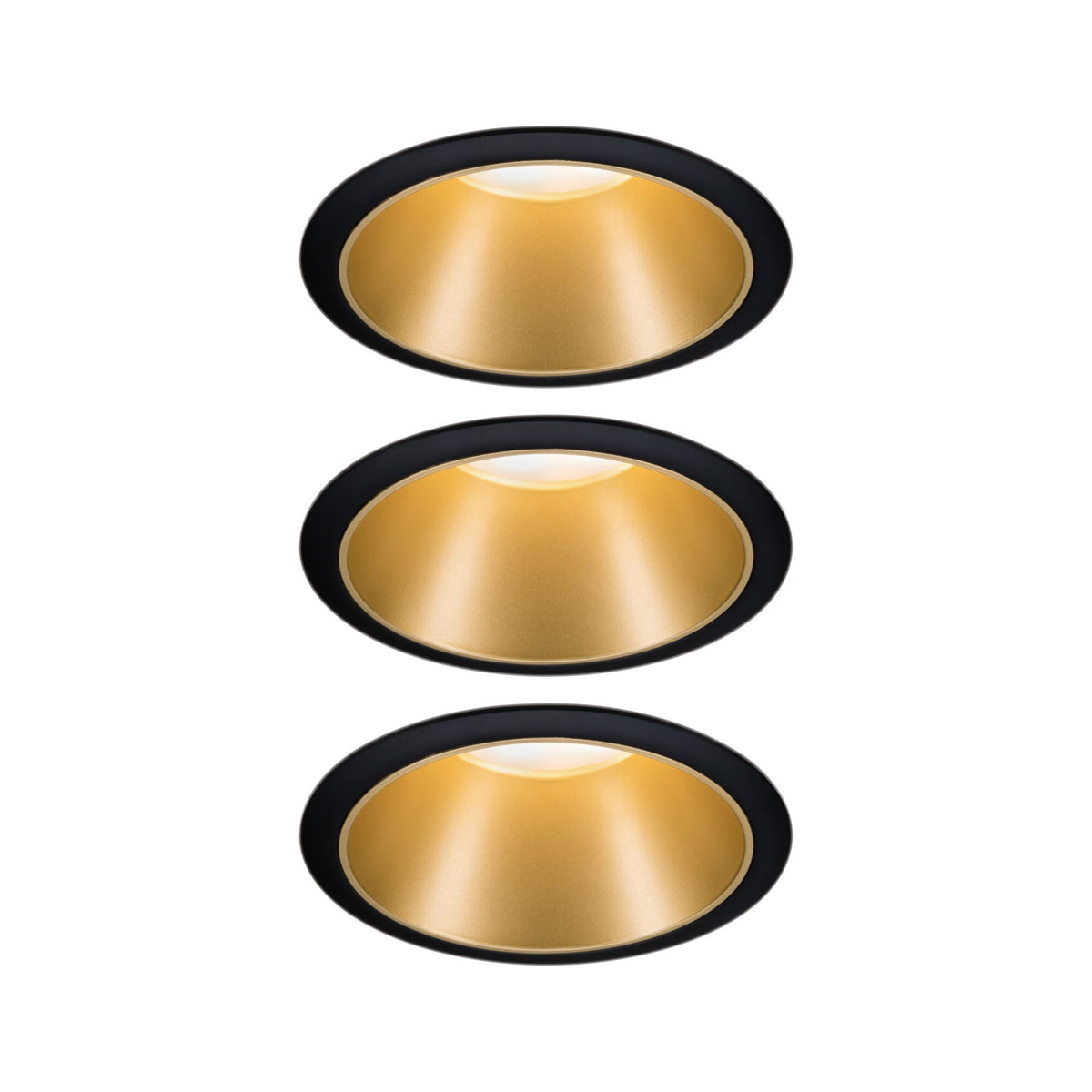 LED Einbauleuchte 3-Step-Dim Cole Coin 3er-Set IP44 rund 88mm Coin 3x6W 3x470lm 230V dimmbar 2700K Schwarz/Gold matt
