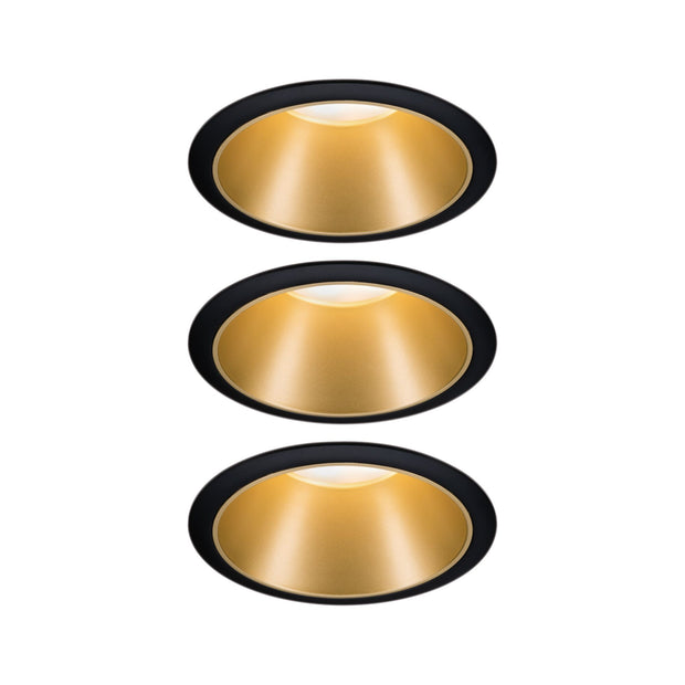 LED Einbauleuchte 3-Step-Dim Cole Coin 3er-Set IP44 rund 88mm Coin 3x6W 3x470lm 230V dimmbar 2700K Schwarz/Gold matt