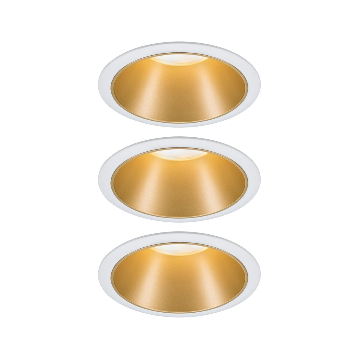 LED Einbauleuchte 3-Step-Dim Cole Coin 3er-Set IP44 rund 88mm Coin 3x6W 3x460lm 230V dimmbar 2700K Weiss/Gold matt