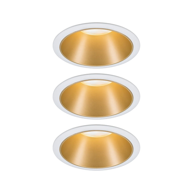 LED Einbauleuchte 3-Step-Dim Cole Coin 3er-Set IP44 rund 88mm Coin 3x6W 3x460lm 230V dimmbar 2700K Weiss/Gold matt