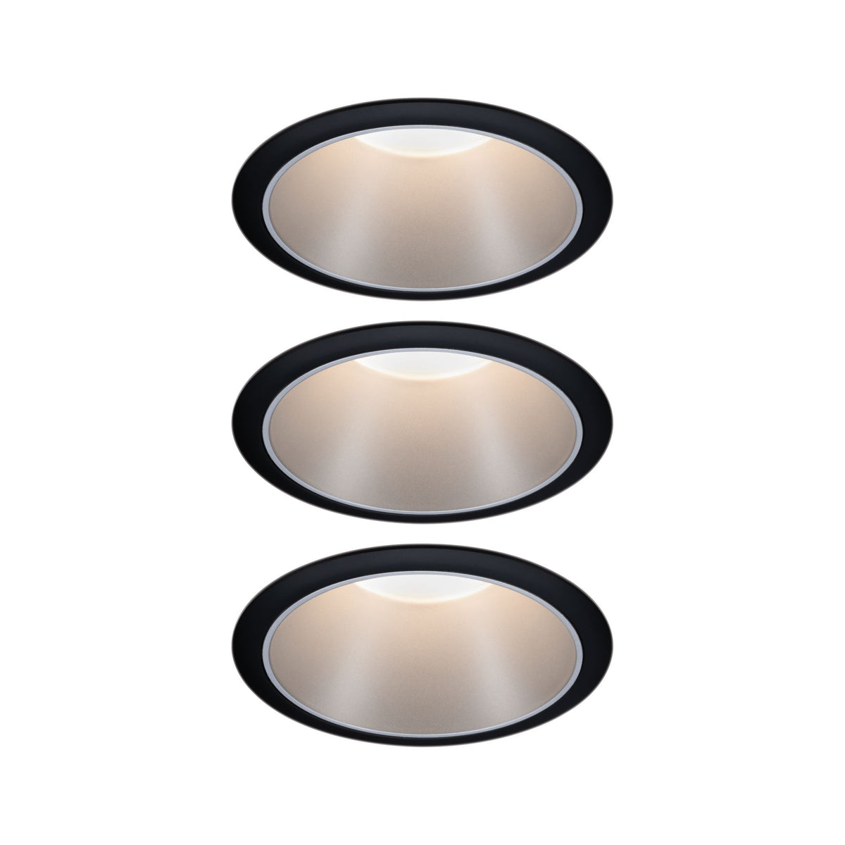 LED Einbauleuchte 3-Step-Dim Cole Coin 3er-Set IP44 rund 88mm Coin 3x6W 3x470lm 230V dimmbar 2700K Schwarz/Silber matt