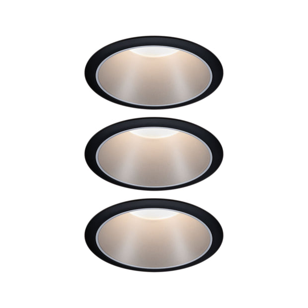 LED Einbauleuchte 3-Step-Dim Cole Coin 3er-Set IP44 rund 88mm Coin 3x6W 3x470lm 230V dimmbar 2700K Schwarz/Silber matt