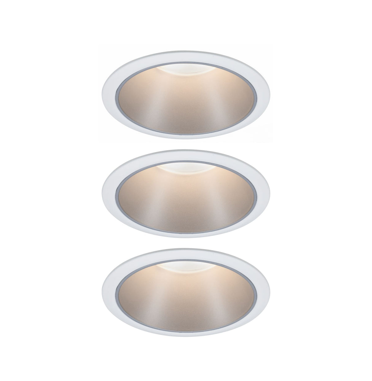 LED Einbauleuchte 3-Step-Dim Cole Coin 3er-Set IP44 rund 88mm Coin 3x6W 3x470lm 230V dimmbar 2700K Weiss/Silber matt