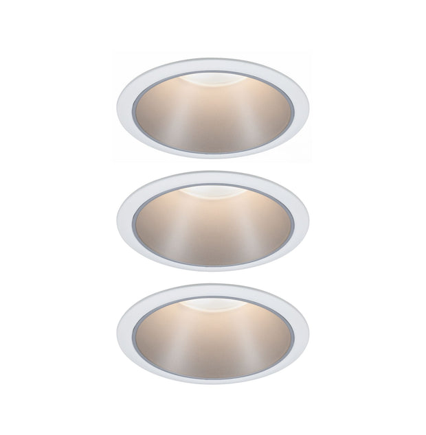 LED Einbauleuchte 3-Step-Dim Cole Coin 3er-Set IP44 rund 88mm Coin 3x6W 3x470lm 230V dimmbar 2700K Weiss/Silber matt