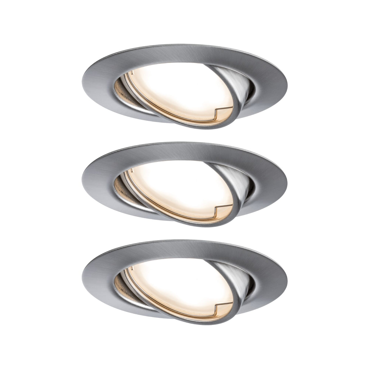 LED Einbauleuchte Base Coin Basisset schwenkbar rund 90mm 20 Grad Coin 3x5W 3x370lm 230V 3000K Eisen gebuerstet