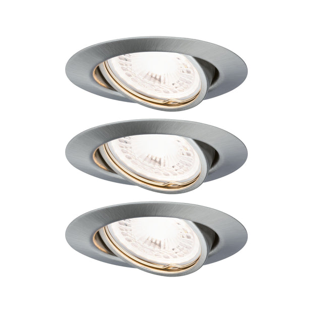 LED Einbauleuchte 3-Step-Dim Base Basisset schwenkbar rund 90mm 20 Grad GU10 3x5W 3x350lm 230V dimmbar 3000K Eisen gebuerstet