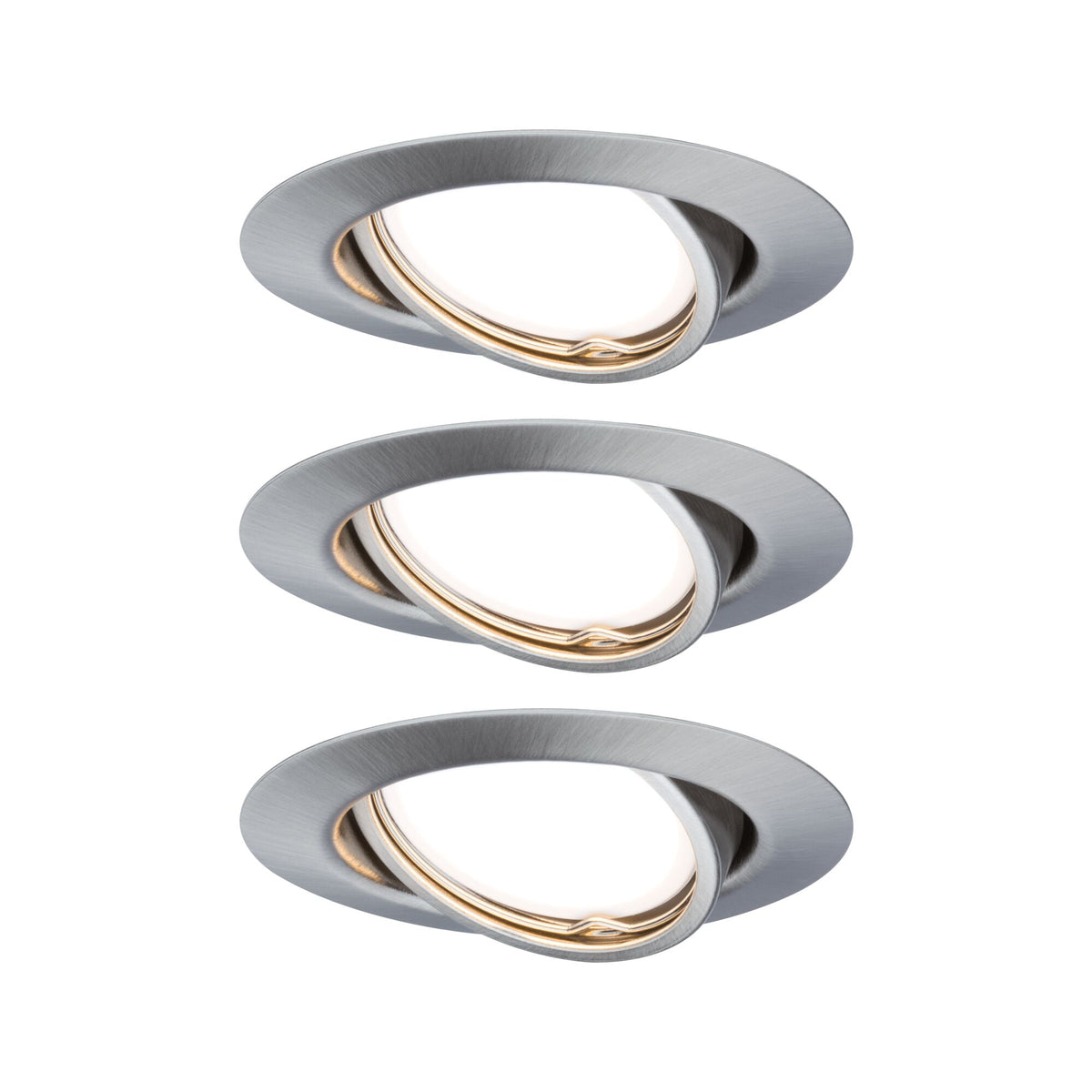 LED Einbauleuchte 3-Step-Dim Base Coin Basisset schwenkbar rund 90mm 20 Grad Coin 3x5W 3x370lm 230V dimmbar 3000K Eisen gebuerstet