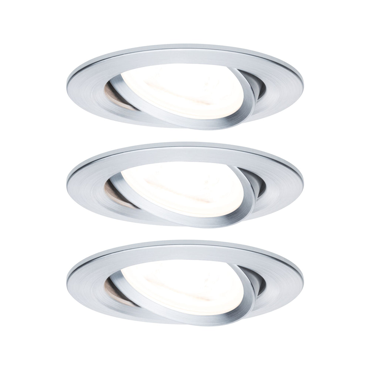 LED Einbauleuchte Nova Basisset schwenkbar rund 84mm 50 Grad GU10 3x6,5W 3x460lm 230V 2700K Alu gedreht
