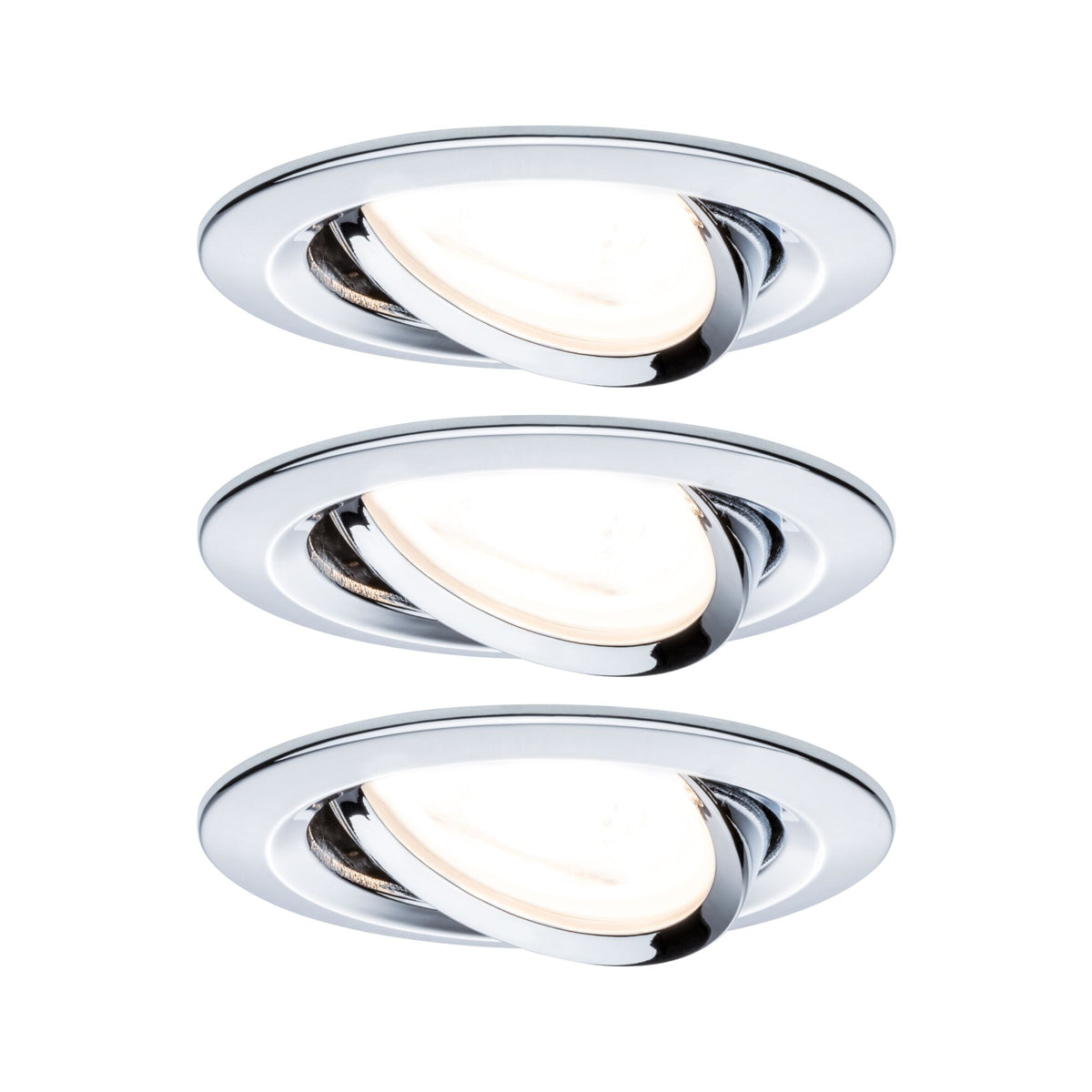 LED Einbauleuchte Nova Basisset schwenkbar rund 84mm 50 Grad GU10 3x6,5W 3x460lm 230V 2700K Chrom
