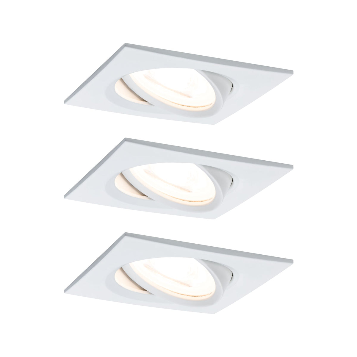 LED Einbauleuchte Nova Basisset schwenkbar eckig 84x84mm 50 Grad GU10 3x6,5W 3x460lm 230V 2700K Weiss matt