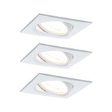 LED Einbauleuchte Nova Basisset schwenkbar eckig 84x84mm 50 Grad GU10 3x6,5W 3x460lm 230V 2700K Weiss matt