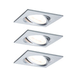 LED Einbauleuchte Nova Basisset schwenkbar eckig 84x84mm 50 Grad GU10 3x6,5W 3x460lm 230V 2700K Alu gedreht