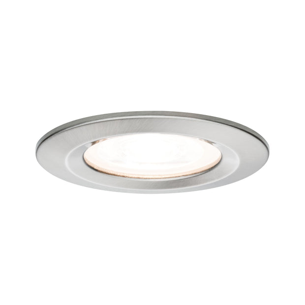 LED Einbauleuchte Nova starr IP44 rund 78mm GU10 6,5W 460lm 230V 2700K Eisen gebuerstet