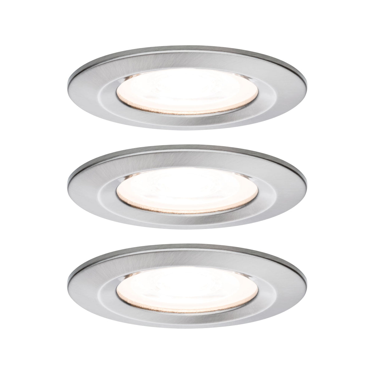 LED Einbauleuchte Nova Basisset starr IP44 rund 78mm GU10 3x6,5W 3x460lm 230V 2700K Eisen gebuerstet