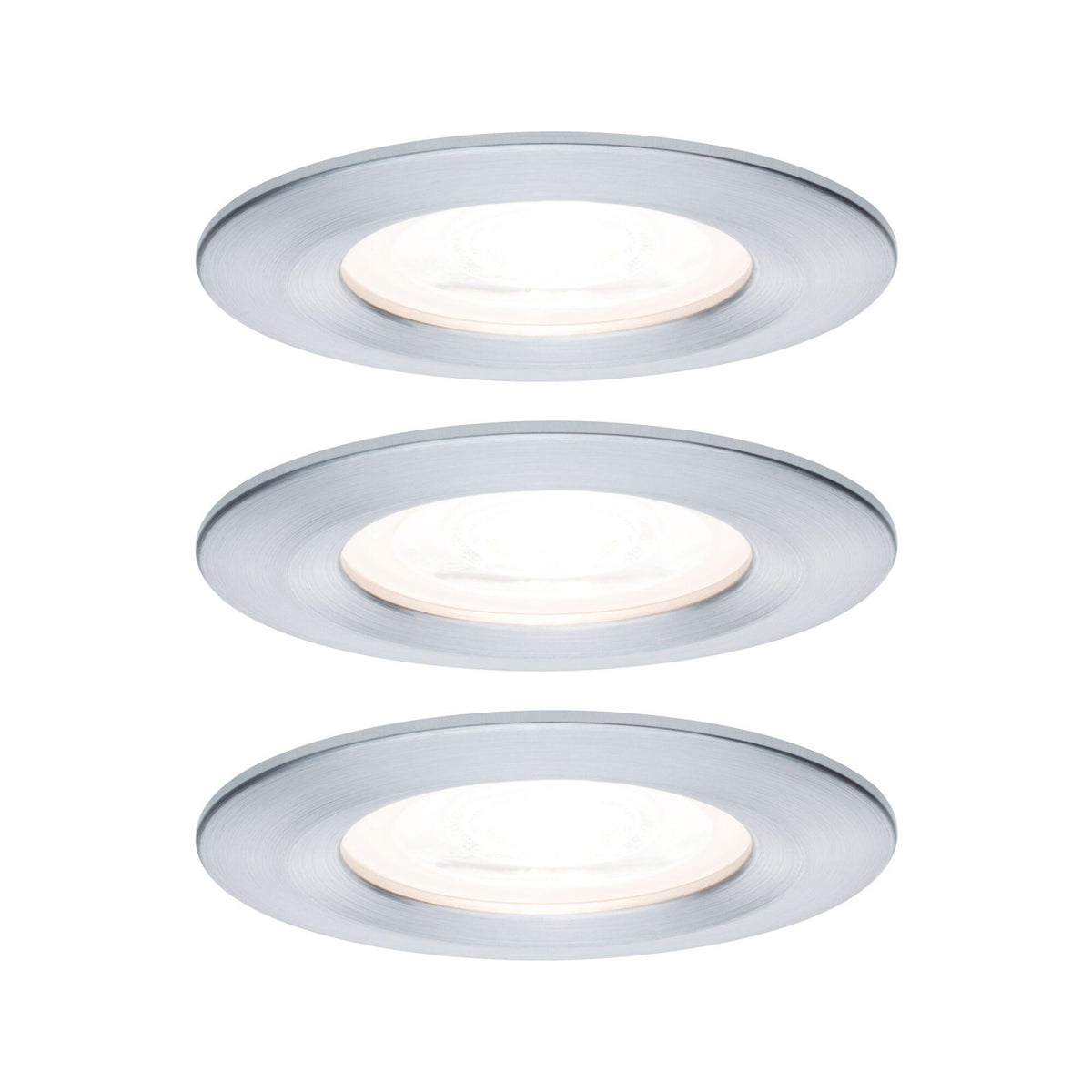 LED Einbauleuchte Nova Basisset starr IP44 rund 78mm GU10 3x6,5W 3x460lm 230V 2700K Alu gedreht