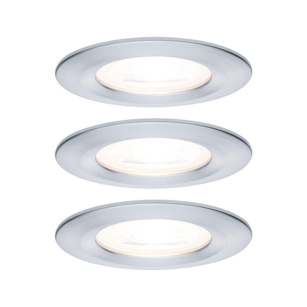 LED Einbauleuchte Nova Basisset starr IP44 rund 78mm GU10 3x6,5W 3x460lm 230V 2700K Alu gedreht