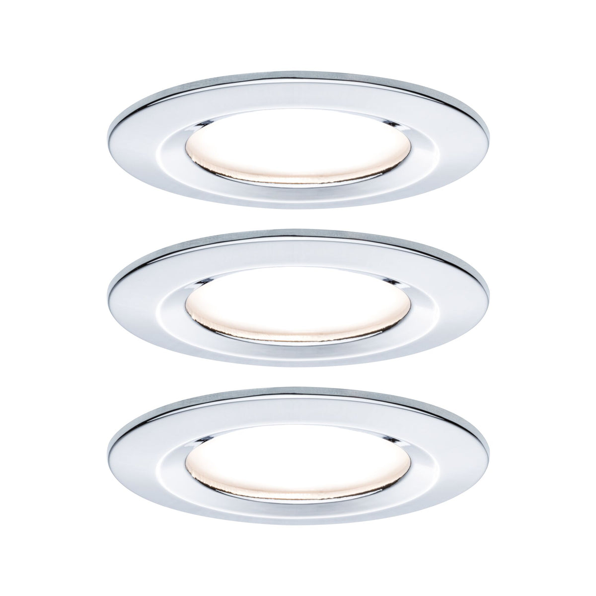 LED Einbauleuchte Nova Basisset starr IP44 rund 78mm GU10 3x6,5W 3x460lm 230V 2700K Chrom