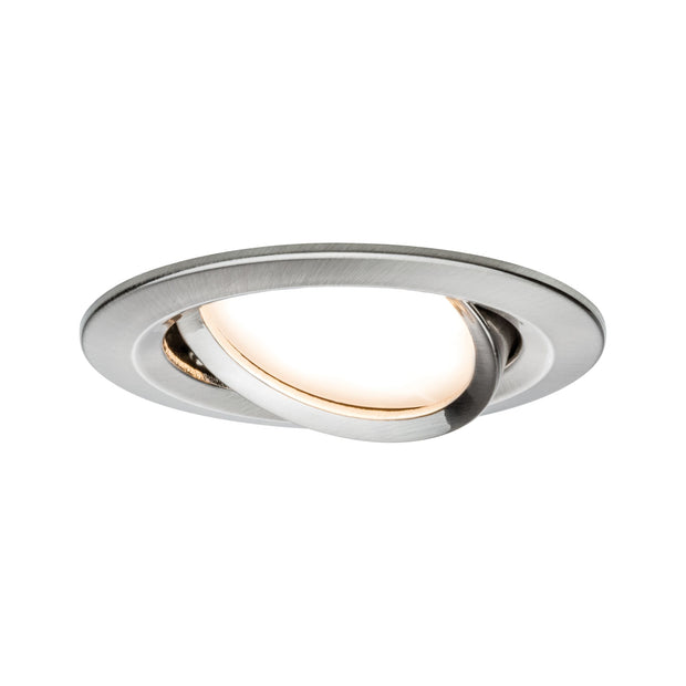 LED Einbauleuchte Nova Coin Einzelleuchte schwenkbar rund 84mm 50 Grad Coin 6W 470lm 230V 2700K Eisen gebuerstet