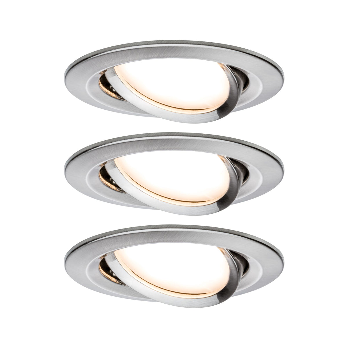LED Einbauleuchte Nova Coin 3er-Set schwenkbar rund 84mm 50 Grad Coin 3x6W 3x470lm 230V 2700K Eisen gebuerstet
