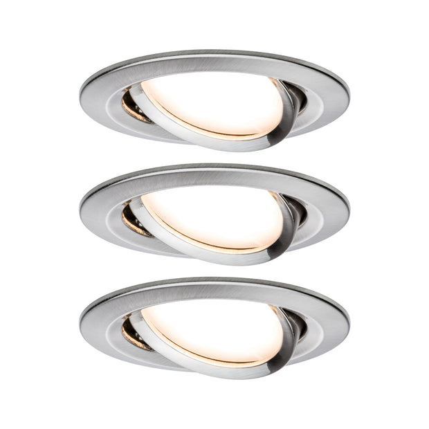 LED Einbauleuchte Nova Coin 3er-Set schwenkbar rund 84mm 50 Grad Coin 3x6W 3x470lm 230V 2700K Eisen gebuerstet