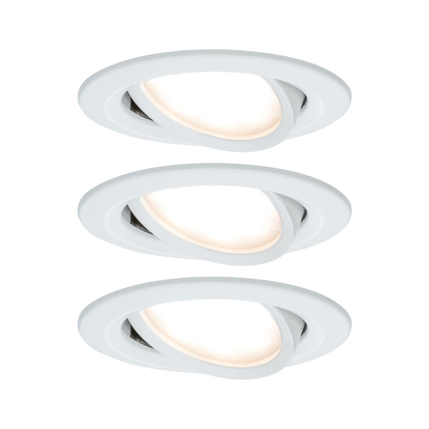 LED Einbauleuchte Nova Coin 3er-Set schwenkbar rund 84mm 50 Grad Coin 3x6W 3x470lm 230V 2700K Weiss matt