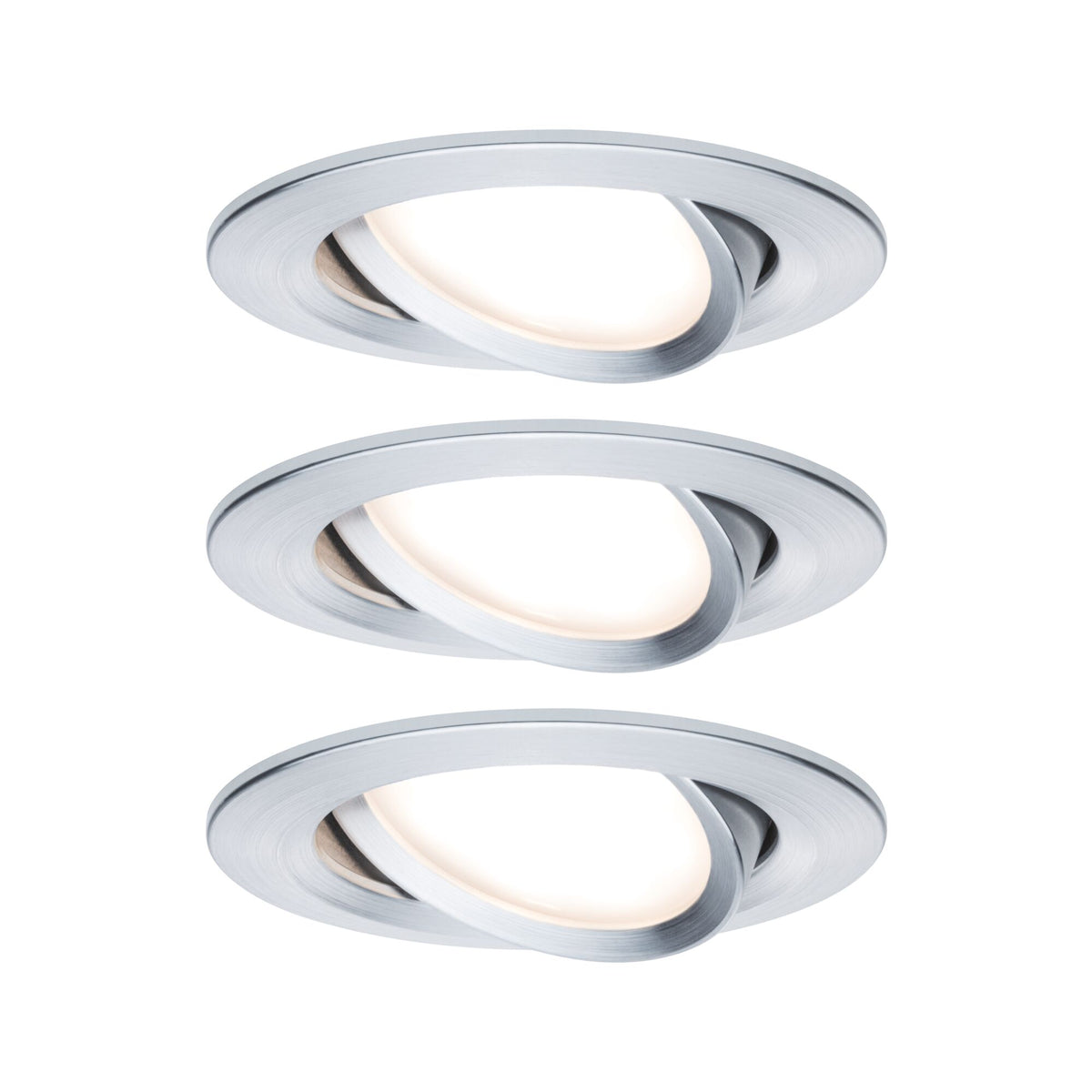 LED Einbauleuchte Nova Coin 3er-Set schwenkbar rund 84mm 50 Grad Coin 3x6W 3x470lm 230V 2700K Alu gedreht
