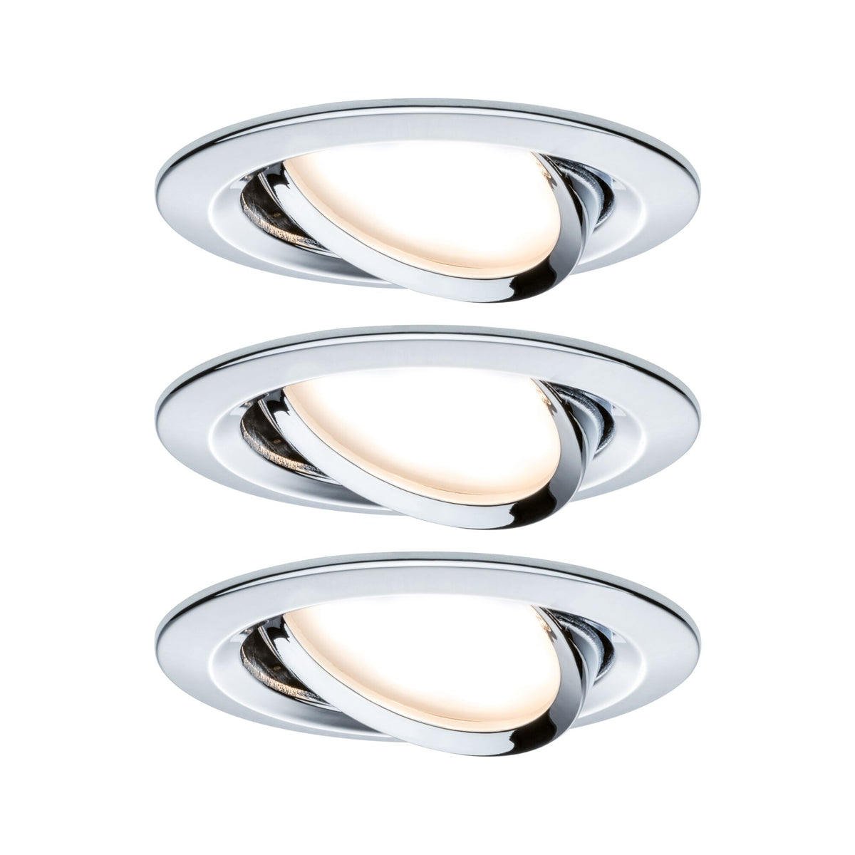 LED Einbauleuchte Nova Coin 3er-Set schwenkbar rund 84mm 50 Grad Coin 3x6W 3x470lm 230V 2700K Chrom