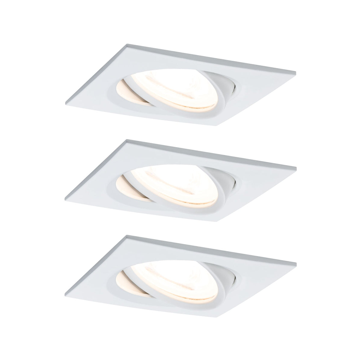 LED Einbauleuchte Nova Coin 3er-Set schwenkbar eckig 84x84mm 50 Grad Coin 3x6W 3x470lm 230V 2700K Weiss matt