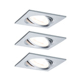 LED Einbauleuchte Nova Coin 3er-Set schwenkbar eckig 84x84mm 50 Grad Coin 3x6W 3x470lm 230V 2700K Alu gedreht