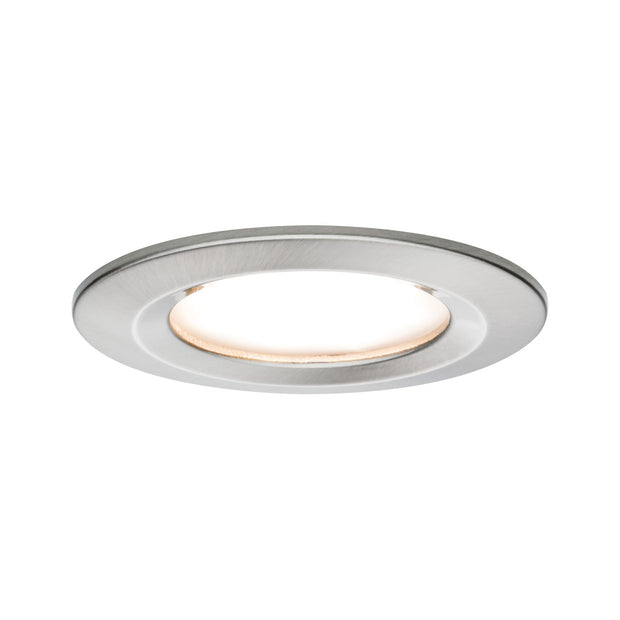 LED Einbauleuchte Nova Coin Einzelleuchte starr IP44 rund 78mm Coin 6W 470lm 230V 2700K Eisen gebuerstet