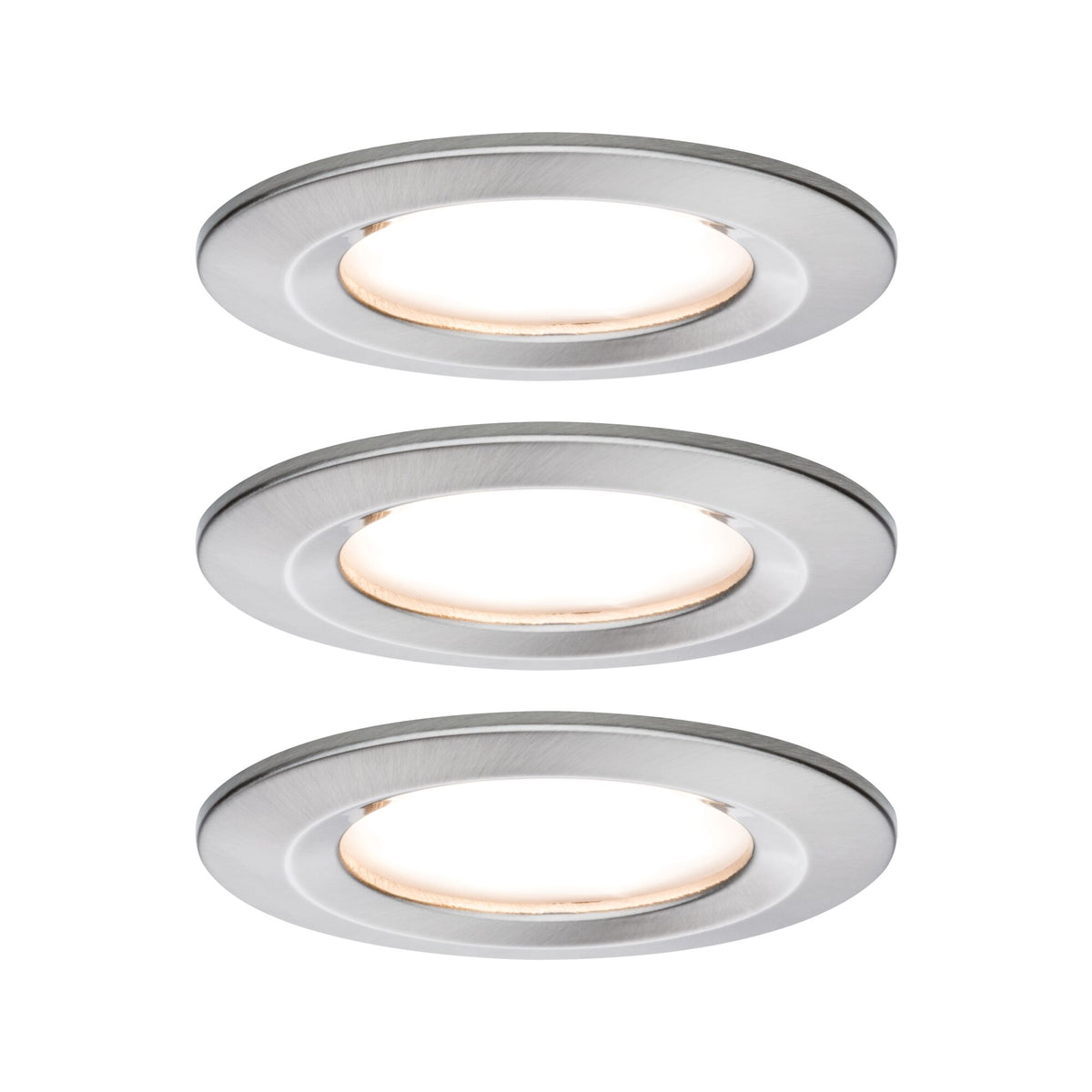 LED Einbauleuchte Nova Coin Basisset starr IP44 rund 78mm Coin 3x6W 3x470lm 230V 2700K Eisen gebuerstet