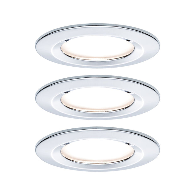 LED Einbauleuchte Nova Coin Basisset starr IP44 rund 78mm Coin 3x6W 3x470lm 230V 2700K Chrom