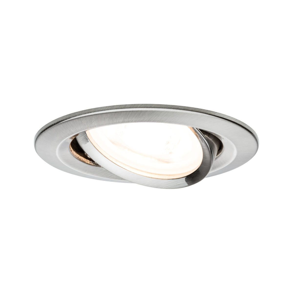 LED Einbauleuchte 3-Step-Dim Nova schwenkbar rund 84mm 50 Grad GU10 6,5W 460lm 230V dimmbar 2700K Eisen gebuerstet