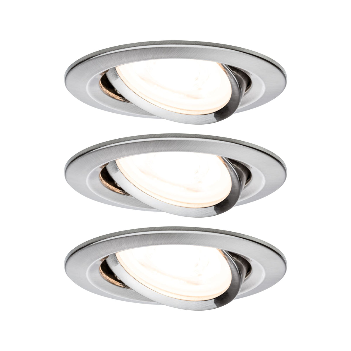 LED Einbauleuchte 3-Step-Dim Nova Basisset schwenkbar rund 84mm 50 Grad GU10 3x6,5W 3x460lm 230V dimmbar 2700K Eisen gebuerstet