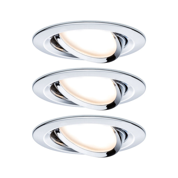 LED Einbauleuchte 3-Step-Dim Nova Basisset schwenkbar rund 84mm 50 Grad GU10 3x6,5W 3x460lm 230V dimmbar 2700K Chrom