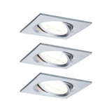 LED Einbauleuchte 3-Step-Dim Nova Basisset schwenkbar eckig 84x84mm 50 Grad GU10 3x6,5W 3x460lm 230V dimmbar 2700K Alu gedreht