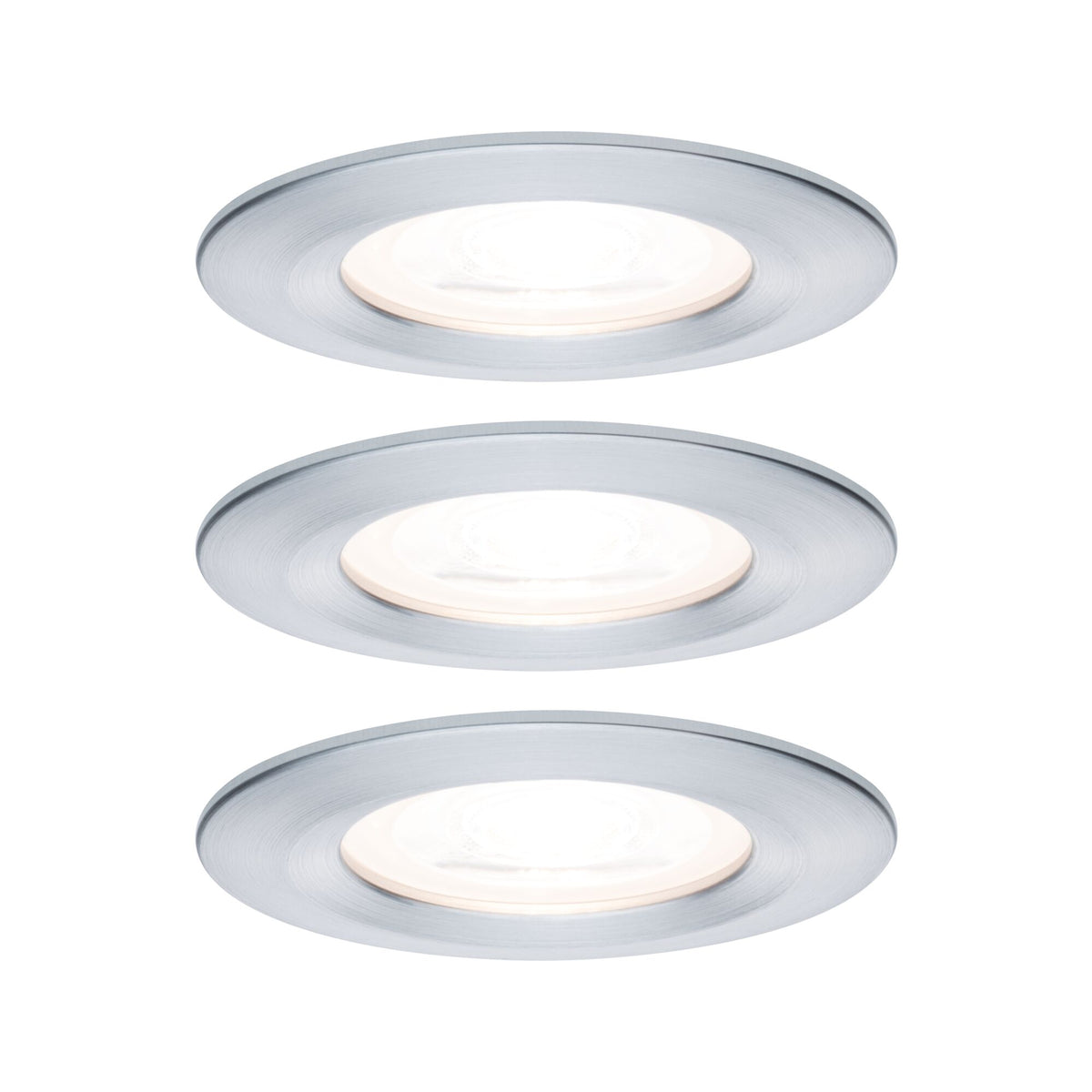 LED Einbauleuchte 3-Step-Dim Nova Basisset starr IP44 rund 78mm GU10 3x6,5W 3x460lm 230V dimmbar 2700K Alu gedreht